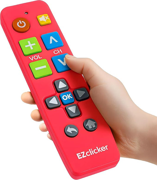 EZclicker Plus Big Button Universal TV Remote (Pink) Simple Easy to Use, Works with Major TV Brands (2xAAA Batteries Not Included)