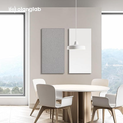 Olanglab Sound Absorbing Acoustic Wall Panels 2 Pack, 2'' 24''x48'' Fiberglass Sound Dampening Panels, Large Fabric Wrapped Sound Proof Panels for Walls (White)