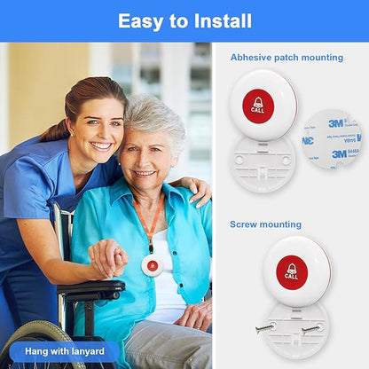 Daytech Wireless Caregiver Pager Wrist Call Button Personal Help Alert Pager System for Home Nurses Caregivers Patients Elderly 2 Waterproof Transmitters 1 Plugin Receiver