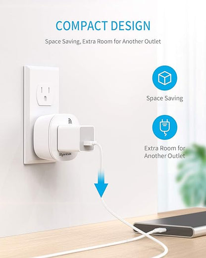 Syantek Remote Control Outlet Wireless Light Switch for Household Appliances, Expandable Remote Light Switch Kit, Up to 100 ft Range, FCC Certified, ETL Listed, White (3 Outlets + 1 Remotes)