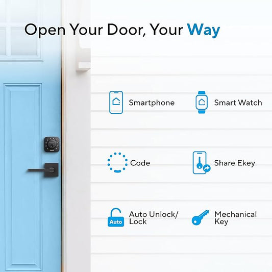 ULTRALOQ U-Bolt Smart Lock, 5-in-1 Keyless Entry Door Lock with App Control, Keypad Deadbolt, Auto Unlock, Auto Lock, Smart Door Lock, Smart Locks for Front Door, ANSI Grade 1, Black