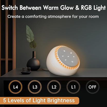 DreamSky Sound Machine for Sleep, White Noise for Sleeping Adults & Baby, Brown Noise Fan for Office Privacy & Noise Canceling, 26 Sounds & RGB Night Light, USB-C Powered for Home Travel