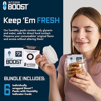 Integra Boost 2-Way Humidity Control Pack - Preserve Flavor & Control Humidity at 72% RH - Moisture Absorber for Herbs, Spices & More - 8 Gram (Pack of 6)
