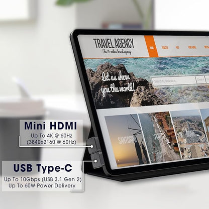 Kado 180 Degree Mini HDMI to HDMI 4K 60Hz Adapter U Shaped Mini HDMI Male to HDMI Female Extender Converter for Portable Monitor, Laptop, Tablet, Camera and Projector (Short Side Inward Down Angle)