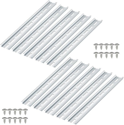 VAMRONE 10 Piece Aluminum DIN Rails, 12 Inches Long, 35mm Wide, 7.5mm High, Top Hat Slotted DIN Rail with RoHS, Extra Premium Screws Included for Hardware Components Mounting