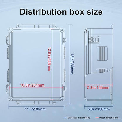 Namunanee Outdoor Electrical Junction Box, ABS Water Resistant Enclosure with Internal Mounting Panel & Hinged Cover (15" H x 11" L x 6" W)