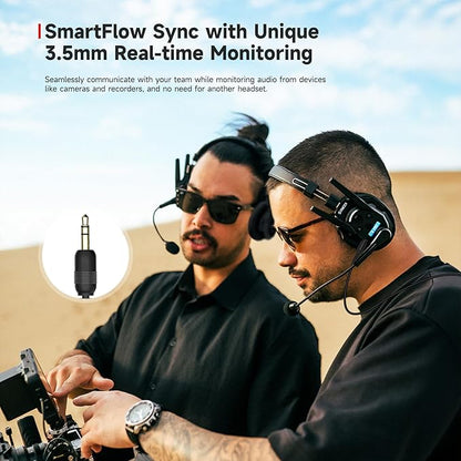 SYNCO XTalk XMax2 Wireless Intercom Headset System with Dual-Ear Design Telephone Headsets Communication System Random Master Device,2.4GHz Full Duplex 500 M/1640 FT Real-time Monitoring