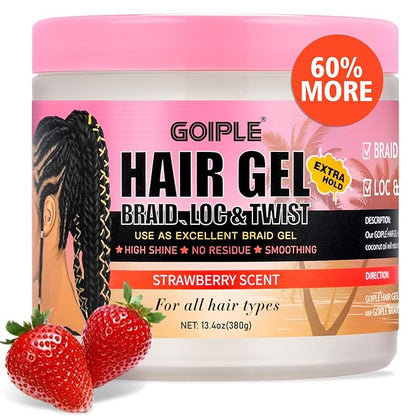 13.4oz Braiding for Twist, Locs, Braids, No Flake Extra Hold High Shine Braid Gel & Edge Control, Loc Gel Long Lasting for Locks, Cornrows Smooths & Tames Frizz Braiding Wax for All Hair Braid Types