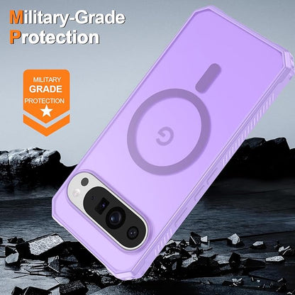 Magnetic for Google Pixel 9/Pixel 9 Pro Case, [Military Grade Drop Protection] [Compatible with MagSafe] Shockproof Slim Translucent Matte Anti-Slip for Women Girls Men Case, Lavender