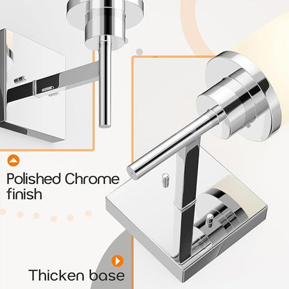AONEON Vanity Lights Polished Chrome Bathroom Light Fixtures with White Frosted Glass Shade, Wall Sconces for Mirror Hallway Entrance, 2 Pack T001CH-L1-P2