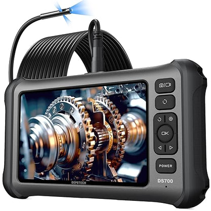 DEPSTECH 7'' IPS Endoscope Camera with Lights, 1080P Triple-Lens Digital Borescope Tool, Inspection Camera with Split Screen, Sound Recording, 16.5ft IP67 Waterproof Snake Cable, 180° Rotation View