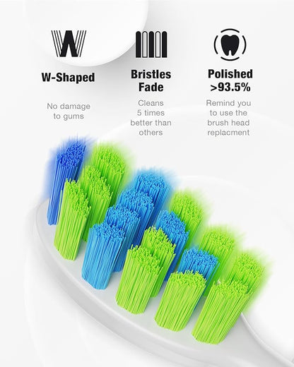7AM2M Sonic Electric Toothbrush with 6 Brush Heads for Adults&Kids, One Charge for 120 Days, Wireless Fast Charge, 5 Modes, 40000VPM Powered Toothbrush, 2 Minutes Built in Smart Timer - Orange