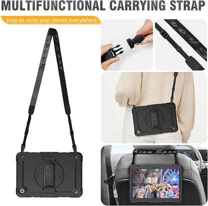 HXCASEAC Case for Samsung Galaxy Tab A9+ Plus 11 Inch, Protective with Screen Protector/Hand Strap/Pen Holder, Sturdy Shockproof for Samsung A9 Plus Tablet Case SM-X210 SM-X216 SM-X218 - Black