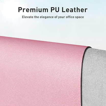 Aothia Leather Desk Pad Protector, Mouse Pad, Office Desk Mat, Non-Slip PU Leather Desk Blotter, Laptop Desk Pad, Waterproof Desk Writing Pad for Office and Home (36" x 17", Fairy Pink)