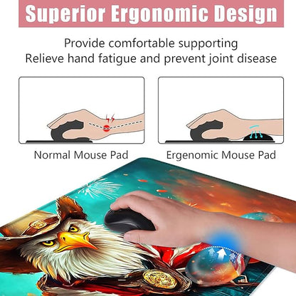 BFUKVOU Large Keyboard Mouse Pad Set, Extended Mouse Pad+Keyboard Wrist Rest Support, Memory Foam Ergonomic Easy Typing, 4Pcs (31.5×11.8 in) Desk Pad Set for Office Home,American Flag Eagle