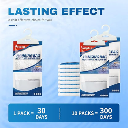 Vacplus Moisture Absorbers Packets, Fragrance Free 20 Pack, Humidity Packs, Dessicant Packets, Hanging Closet Dehumidifier Bags, Odor Eliminator for Bathroom 9.8OZ