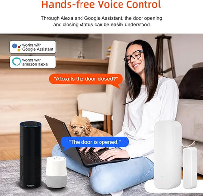 Smart WiFi Door Sensor: Wireless Window Sensor with App Notification Alert, Tuya Door Open Contact Sensor for Home Security, No Hub Required, Compatible with Alexa Google Assistant