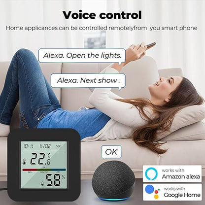 Sanofuturion WiFi Smart IR Remote Control, 3-in-1 Smart AC Controller with Temperature Humidity Sensor n Display, Intelligent Control of T&H for Home Greenhouse Pet Garage, Compatible with Alexa (C1)