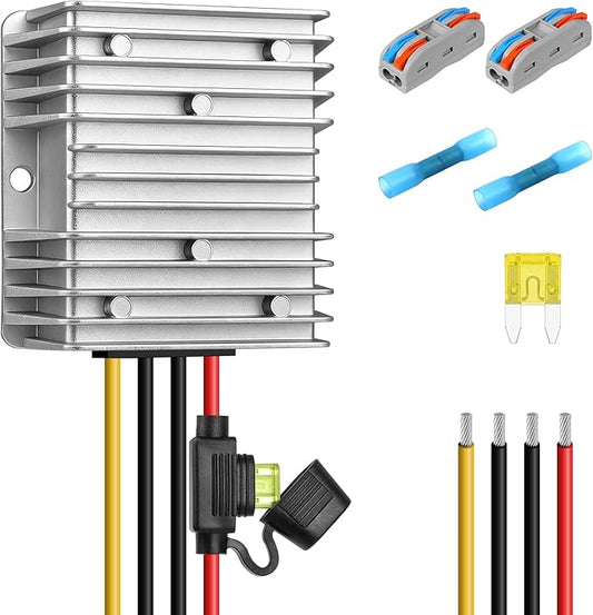 36V 48V to 12V Converter 20A 240W Waterproof DC-DC Step Down Voltage Regulator Reducer with Fuse, Buck Power Supply Transformer for Golf Cart, Forklift, Car