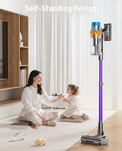 Cordless Vacuum Cleaner, 60KPA 75Min 650W Motor Powerful Vacuum Cleaners for Home, Self-Stand Cordless Stick Vacuum Rechargeable Anti-Tangle/LED Screen/1.8L Cup for Home Pet Hair/Carpet/Hardwood Floor