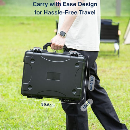 IP67 Waterproof Storage Case for Starlink Mini with Waterproof DC Female Charging Port – Protective Hard Case with Foam Padding, Secure Latch System, Portable Design for Travel and Outdoor Use