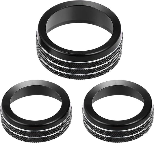 A ABSOPRO 3pcs Car Air Conditioner Knobs Decals AC Radio Switch Knob Cover for Dodge Durango 2017-2020 for Jeep Cherokee Grand Cherokee 17-21 Black