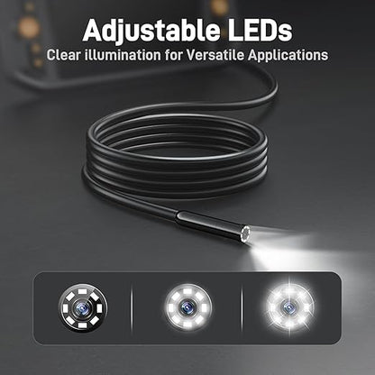 Teslong Endoscope Borescope with Light, Snake Inspection Camera for Automotive Engine, Waterproof Fiber Optic Camera for Mechanics - Ideal for Wall, Vent, Wire Video Scope (16.5FT)