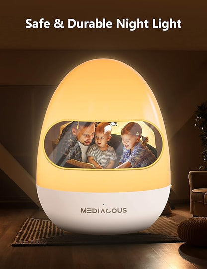 MediAcous Night Light for Kids, Baby Night Light with Stable Charging Pad, Dimmable Kids Night Light with 1H Timer & Touch Control, ABS+PC LED Egg Lamps for Breastfeeding, Up to 200H
