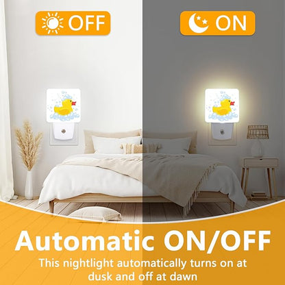 GANTINIR Night Light, Plug-into Cartoon Duck Nightlight White LED Lamp, Energy Efficient Decor Desk Lamp for Bedroom Hallway Stairs Bathroom