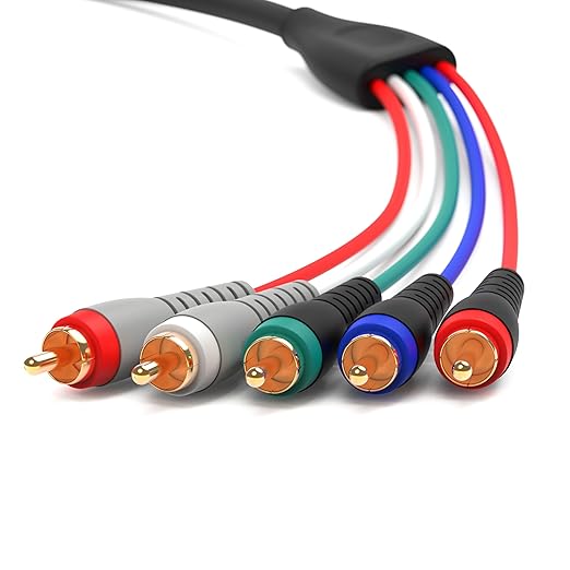 BlueRigger Component Video Cable with Audio (25FT, RCA- 5 Cable, Supports 1080i) - Compatible with DVD Players, VCR, Camcorder, Projector