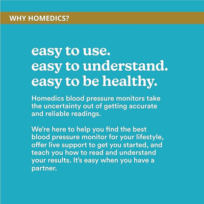 Homedics 700 Series Wrist Cuff Blood Pressure Monitor for Home Use, One-Touch Operation, Accurate Results, 2 Users, with Bluetooth Wireless Technology to The Homedics Health App (Smart)