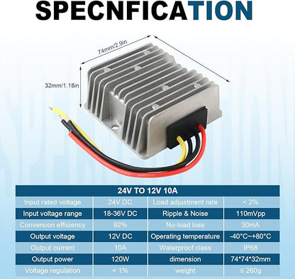 DC 24V to 12V 10A 120W Step Down Converter Voltage Regulator 18V-36V DC Buck Converter Power Supply