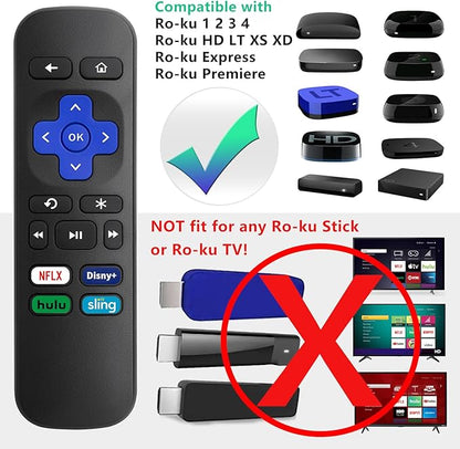 Universal Replacement Remote Control for Roku Express, for Roku Premiere, for Roku Box, for Roku Player, for Roku 1 2 3 4 -【NOT for Stick or TV】