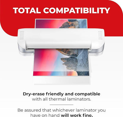 3MIL Thermal Laminating Sheets (125 Count) Photo, Card, Notecard, ID Badge, and Business Card Sizes, Dry-Erase Friendly Laminating Pouches, Compatible with Laminators, Crystal Clear Laminated Finish