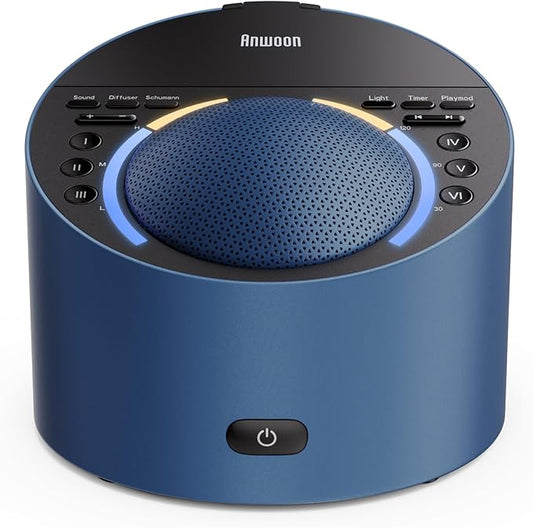 ANWOON Sound Machine & Night Light, Premium Metal Shell with 3inch Speaker Loud Stereo Sound, White Noise Machine &50+ Natural Sounds |Upgradeable System for Sleep, Focus, Relaxation –Adults Kids Baby