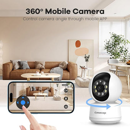 Smart Security Camera, 1080p Home Security Camera, Pan & Tilt 2.4Ghz Indoor IP Camera, with Person, Vehicle, Animal Detection, Phone App 2-Way Audio, Compatible with Alexa and Google Assistant