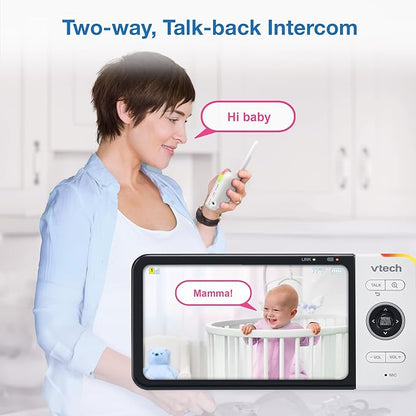 VTech VM928-2HD 5” 720p HD Display 2 Cameras Baby Monitor,110 Wide Angle View,Remote Pan-Tilt-Zoom,Night Vision,Up to 1000ft Range,Temperature Sensor,9 Soothing Sounds & Lullabies,2-Way Talk,No WiFi
