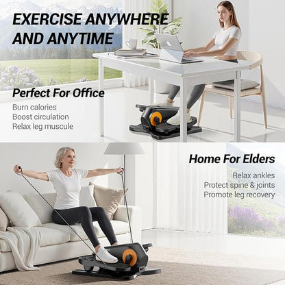 Under Desk Elliptical Machine, Electric Seated Pedal Exerciser, Min Leg Exerciser with Remoter, 12 Level Speeds, Forward & Reverse Direction, Manual & Auto Mode for Home Office