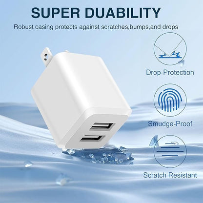 USB Wall Charger，Dual A USB Port Cube Power Plug Adapter，Fast Phone Charger Block Charging Box Brick for i Phone 16 15 14 13 12 11 Pro Max 10 SE X 8 7 Plus-Colorful