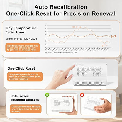 16 in 1 Air Quality Monitor Indoor 7" Display 9 AQI+7 AQI Alerts,Portable Air Quality Tester CO2, TVOC, PM2.5 PM1.0 PM10, HCHO Temperature Humidity AQI & Time Air Quality Meter for Home