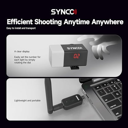 SYNCO Wireless Tally Light Camera Eye CE3 System (4 Tally Lights) for Studios and Live 2.4G LoRa Lightweight and Portable vMix Compatible, Control 32 Dual-Color Indicator Lights