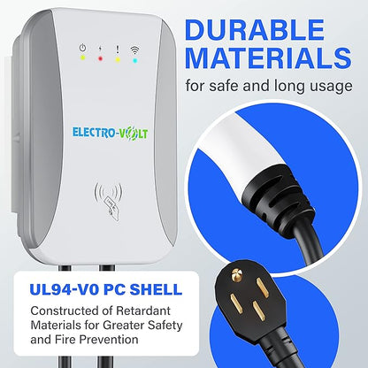 Level 2 EV Charger - 10 KW, Adjustable 40Amp, 240V, NEMA 14-50 Plug, IP65 Indoor/Outdoor Electric Car Wall Charging Station- FCC Certified EV Charger Level 2 & 18-Ft Premium Cable & Smart APP Control