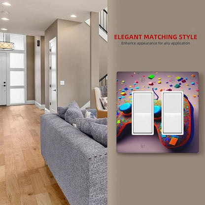 Bvtewkhz Videos Game Controller 2 Gang Double Rocker Decorative Light Switch Covers Electrical Faceplate Switchplates for Bathroom Kitchen Home