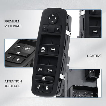 Wuangki Master Power Window Control Switch | Front Driver Side | 13+8 Pins | Compatible with 2011-2016 Journey | OE 68084001AD | Window Buttons