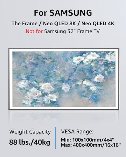MOUNTUP Ultra Slim TV Wall Mount for Samsung The Frame/Neo QLED 8K/4K TVs, Low Profile TV Mount, Rotating 90 Degree Landscape to Portrait, Wall Mount Max VESA 400x400mm Hold up to 88 lbs MU0089