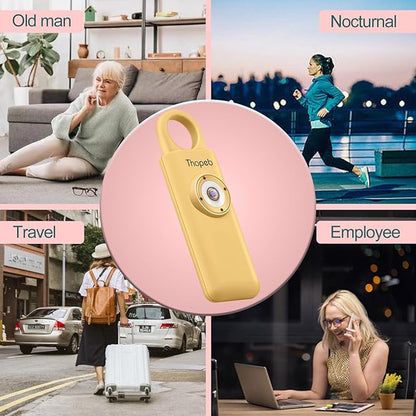 Thopeb–The Original Personal Safety Alarm for Women Self Defense – Elders & Kids Self Defense Keychain Siren – 135dB Loud Siren Bird Sound – Cute Key Chains Protection (Metallic Gold)