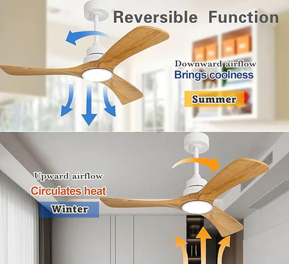Gaizw 42 Inch Ceiling Fans with Light,3 Blade Ceiling Fan with Remote Control, Reversible Dimmable Wood Ceiling Fan for Kids Room Bedroom Garage Indoor Outdoor Use