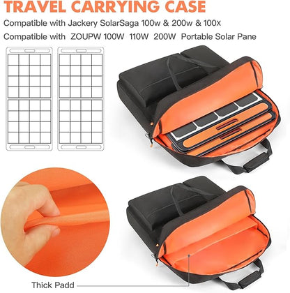 Padded Solar Panel Carrying Case Compatible with Jackery SolarSaga 100W 100X 200W,Travel Solar Panel Storage Bag Fits for ZOUPW 100W 110w 200w with Multi-Pockets & Shoulder Strap