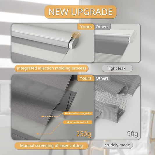 MUSCLEAREA Motorized Blinds with Remote, Cordless Automatic Zebra Shades, Smart Blind for Windows, Grey, 34 x 72