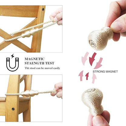 Nieffeiy Magnetic Curtain Tiebacks Outdoor Curtain Tie Backs Rope Decorative Magnetic Curtain Holders for Drapes Window Treatment Holdbacks, Beige 2Pack